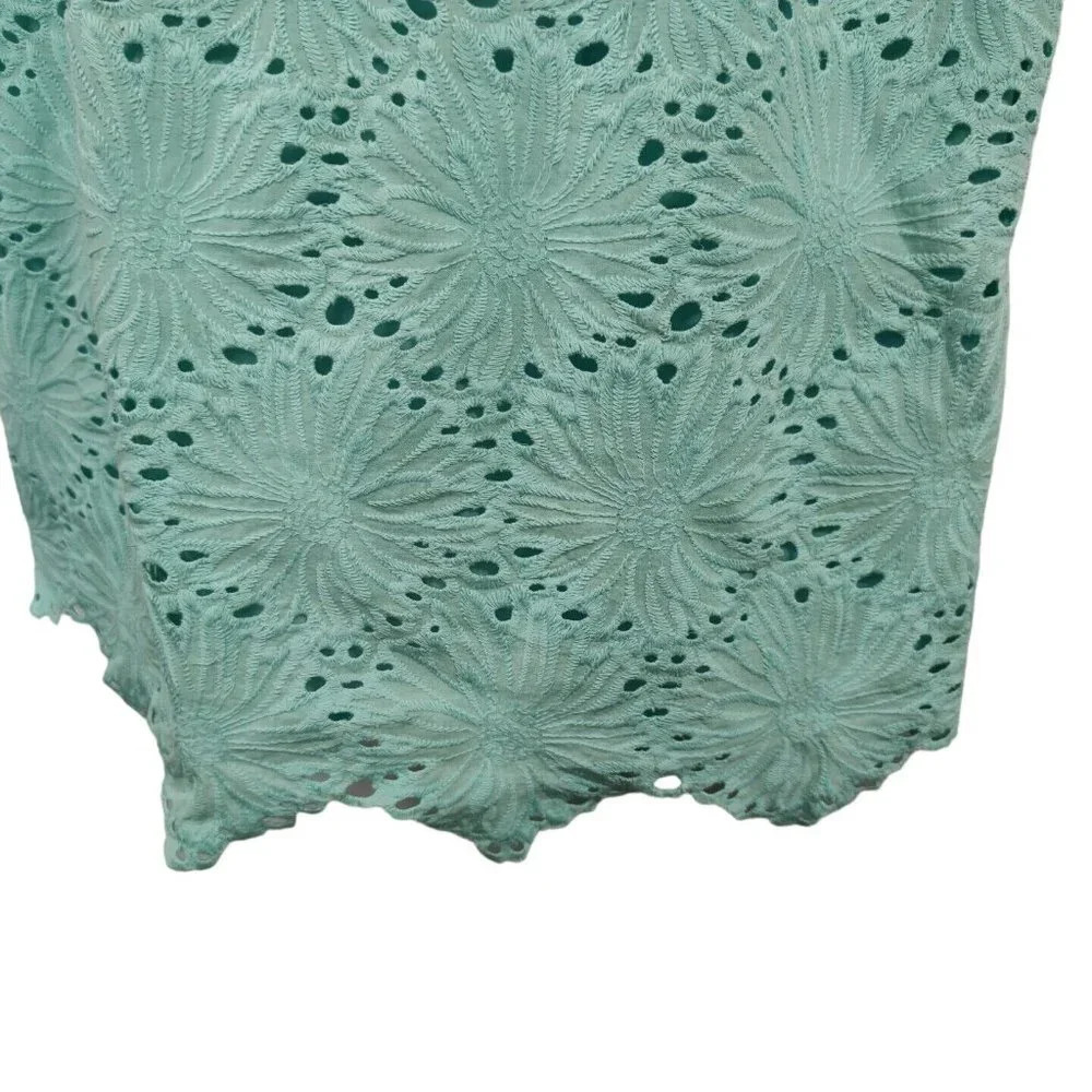 Donna Morgan Blue Sleeveless Surplice Eyelet Dress Women Size 10 Floral NO BELT - Picture 3 of 7